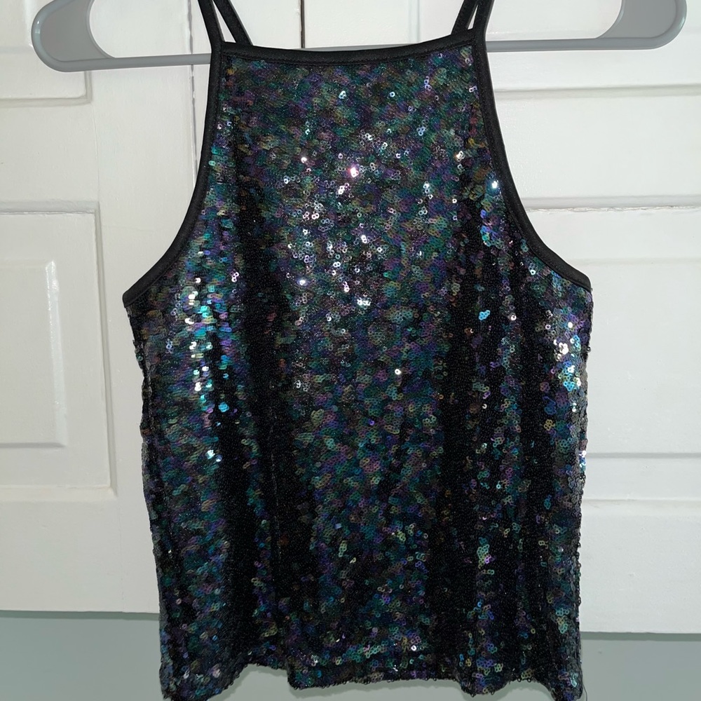 Sequin high cut tank